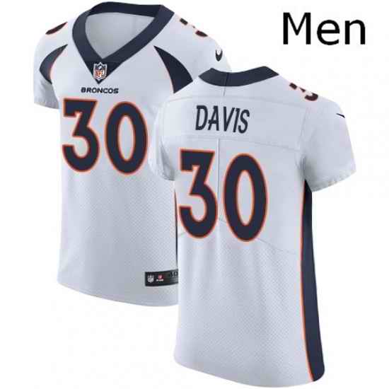 Men Nike Denver Broncos 30 Terrell Davis White Vapor Untouchable Elite Player NFL Jersey